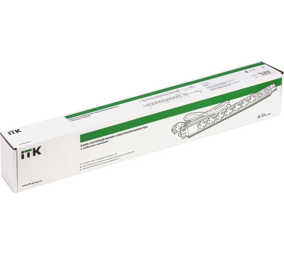Розеточный блок IEK ITK PDU 7 розеток нем. ст. + 2 С13 1U каб. 2м нем. ст. PH22-7D2C131-P