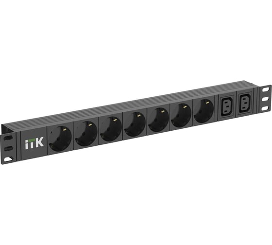 Розеточный блок IEK ITK PDU 7 розеток нем. ст. + 2 С13 1U каб. 2м C14 PH22-7D2C132-P