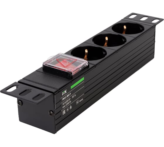 Розеточный блок ITK PDU 3 розетки нем. ст. LED 1U вх. С14 10" PH12-3D3-P