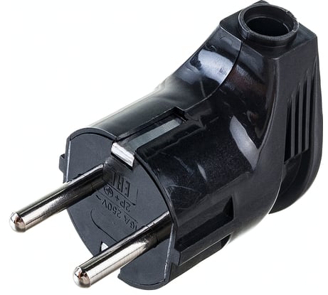 Угловая вилка STEKKER с заземлением PPG16-46-202, пластик, 250В, 16A, IP20, черный, 39824