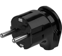 Угловая вилка TDM ELECTRIC с заземлением черная 16А 250В серии "Народная" SQ1806-0408