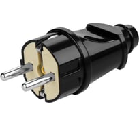 Прямая вилка TDM ELECTRIC с заземлением, черная 16А, 250В, серии "Народная" SQ1806-0404