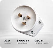 Вилка для плит STEKKER PPG32-52-20, с заземлением, 250В, 32А, белый, 39827