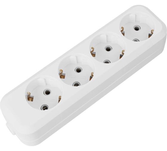 Розеточная колодка TDM ELECTRIC 4 гнезда 2П+3 16А 250В белая серии Народная SQ1806-0420 1