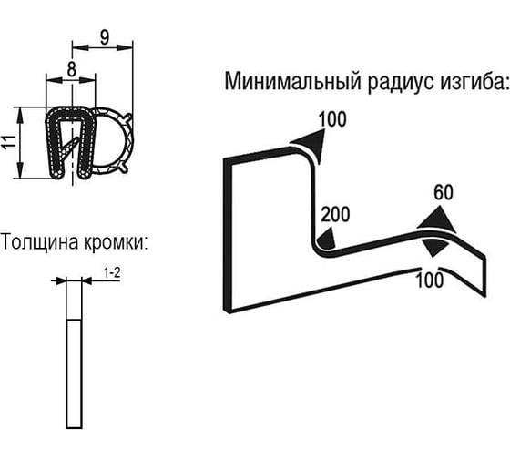 Защитный профиль для кромок KIPP 2 м K1368.211x2