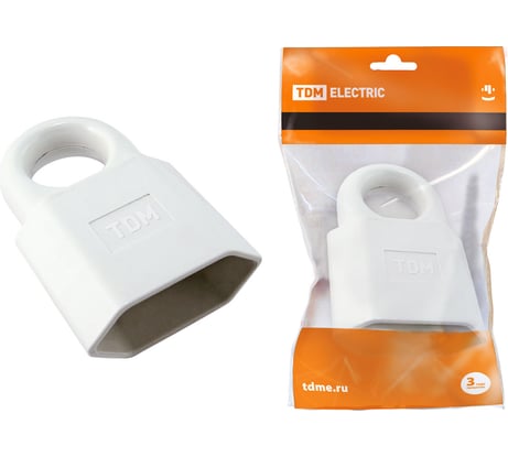 Кабельная розетка TDM ELECTRIC 2П 10А 250B (под евровилку CEE 7/16) с защитными шторками с кольцом белая SQ1806-0191