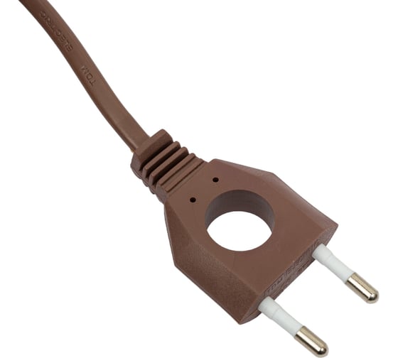 Шнур с выключателем и плоской вилкой TDM ELECTRIC с вырезом ШУ03В ШВВП 2x0,75мм2 2 м. коричневый ЭКО SQ1305-0026