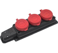 Влагозащищенная штепсельная розетка Alfa на 3 гнезда, каучуковая, IP44 с заземлением 250В, 16А 20103000 R