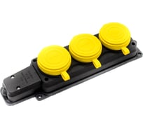 Влагозащищенная штепсельная розетка Alfa на 3 гнезда, каучуковая, IP44 с заземлением 250В, 16А 20103000 Y