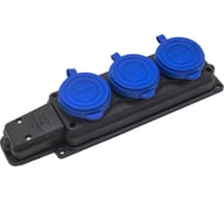 Влагозащищенная штепсельная розетка Alfa на 3 гнезда, каучуковая, IP44 с заземлением 250В, 16А 20103000 B