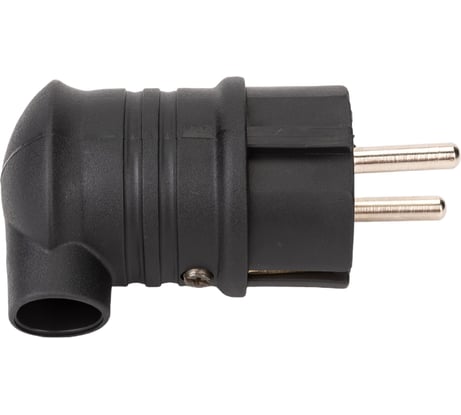 Угловая вилка Alfa каучук с заземлением Черная 20200009