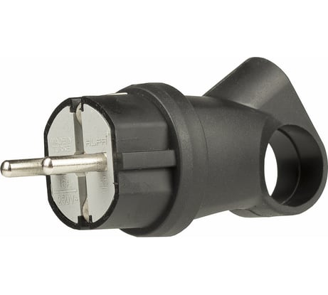 Влагозащищенная электрическая вилка Alfa с кольцом, с заземлением, каучуковая, IP44 20200011