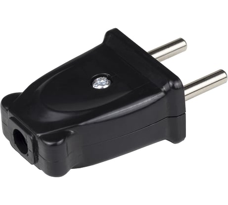 Электрическая плоская вилка Alfa без заземления Черная 30100006