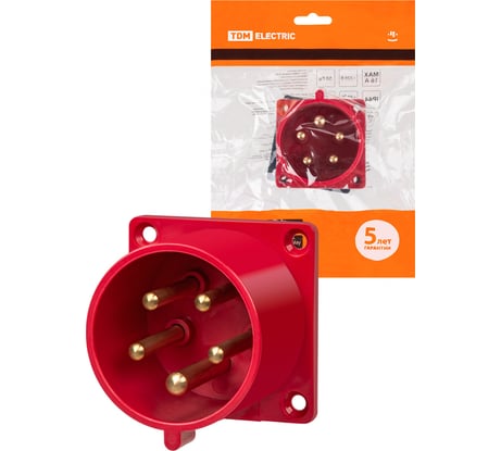 Вилка TDM ELECTRIC 625 скрытая 3Р+РЕ+N 32А 380В IP44 SQ0607-0006