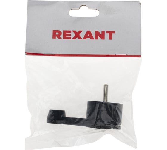 Плоская угловая вилка Евро REXANT с заземлением 16 А черная 16-0736