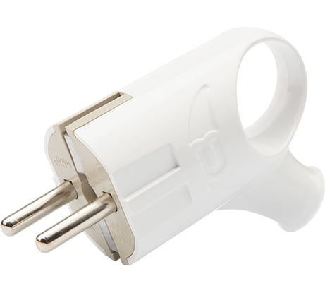 Угловая вилка Евро REXANT с заземлением 16А с кольцом белая 11-8951