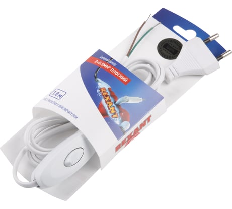 Сетевой шнур REXANT 1.8М с выключателем и вилкой белый 06-3251