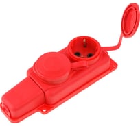 Переносная розетка ЮПИТЕР двойная 16А 250В с заземлением красная JP7601-08