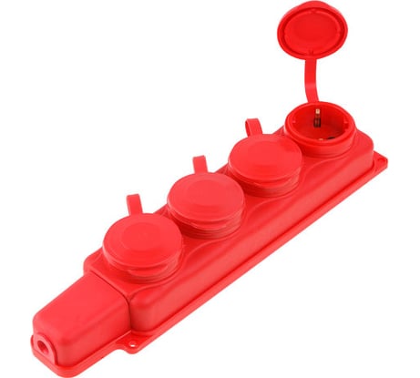 Переносная розетка ЮПИТЕР четверная 16А 250В с заземлением красная JP7601-12