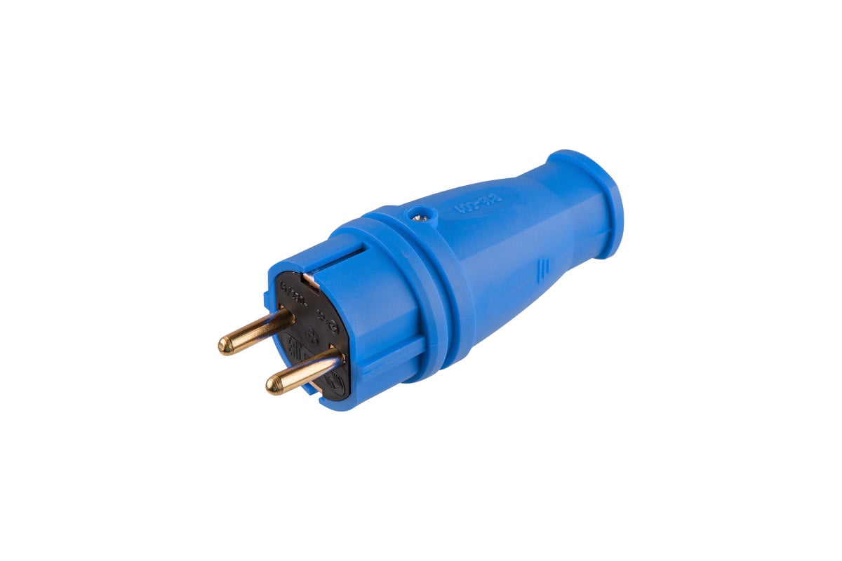 Электрическая вилка ЮПИТЕР прямая с заземлением 16 А 250 В синяя JP7602 ...