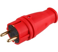 Электрическая вилка ЮПИТЕР прямая с заземлением 16 А 250 В красная JP7602-04