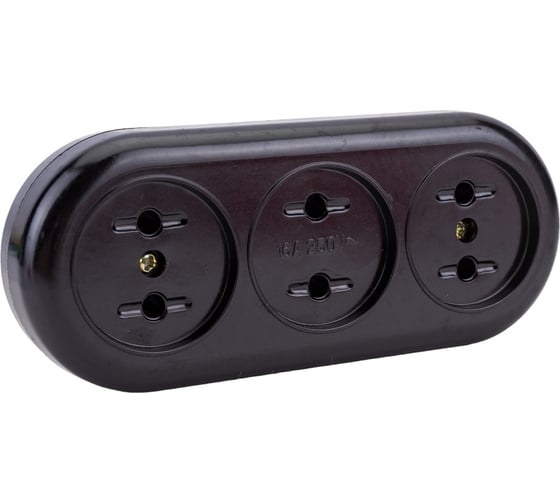 Розеточная колодка TDM ELECTRIC Ретро 3 гнезда, 2П, 16А, 250B, карболит SQ1806-0104
