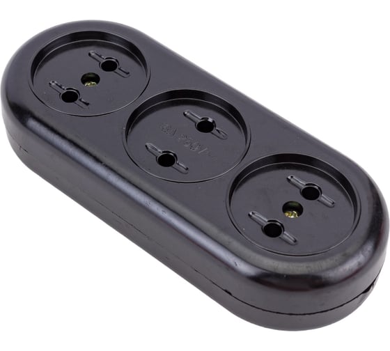 Розеточная колодка TDM ELECTRIC Ретро 3 гнезда, 2П, 16А, 250B, карболит SQ1806-0104