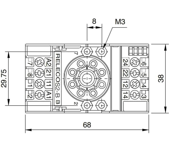 Колодка розетка для промежуточного реле S2-B ComatReleco PN93532