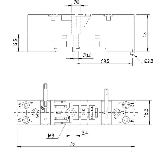 Колодка розетка для промежуточного реле S10 ComatReleco PN93558