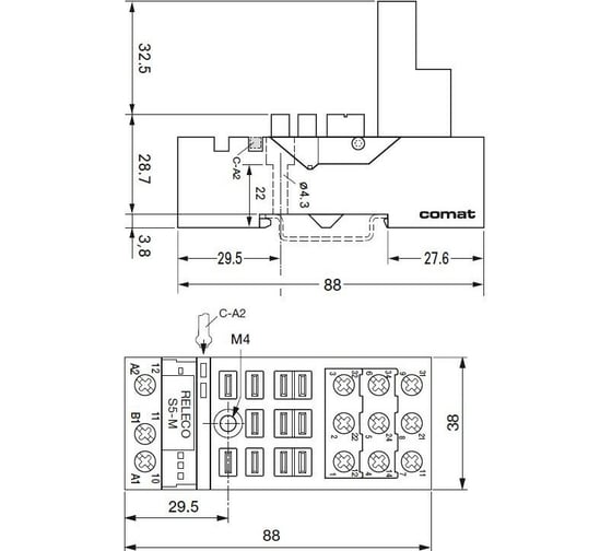 Колодка розетка для промежуточного реле S5-M ComatReleco PN93546