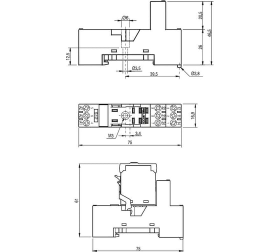Колодка розетка для промежуточного реле S12 ComatReleco PN93560