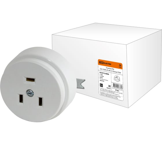 Розетка TDM РШ 32А 250В 2Р+РЕ СУ белая SQ1812-0006