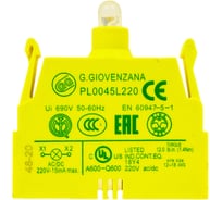 Контактный блок GIOVENZANA со светодиодом, с клеммами под винт, 220V PL0045L220