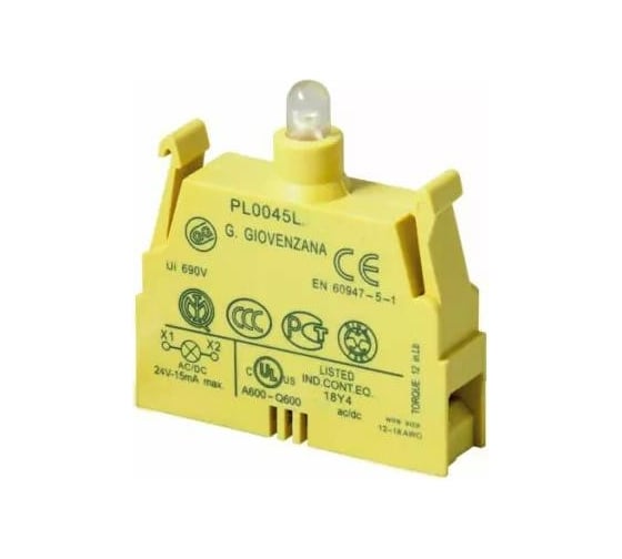 Контактный блок GIOVENZANA со светодиодом, с клеммами под винт, 220V, 10 штук/упаковка PL0045L220_10 1