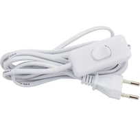 Кабель питания TWIST с выключателем и вилкой без разъема 2х0,5мм2, 220V/2,5A, 1,8м, белый PCWPS-1.8M-W