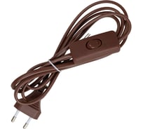 Шнур TDM ELECTRIC с выключателем и плоской вилкой ШУ01В ШВВП 2x0,75мм2 2м коричневый "ЭКО" SQ1305-0006