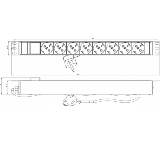 Блок розеток Hyperline для 19