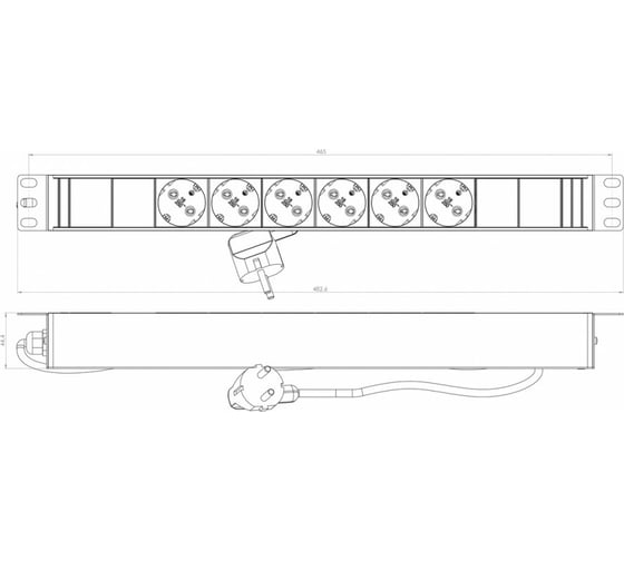 Блок розеток для 19 шкафов 6 розеток