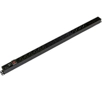 Блок розеток Hyperline вертикальный, 10 розеток Schuko, 10 розеток IEC320 C13, выключатель с подсветкой, без кабеля питания, вxодной разъем IEC320 C20 16A, 250В, корпус алюминий, черный 4709