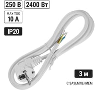 Шнур сетевой с вилкой TDM ELECTRIC ПВСмб 3x0,75мм2 3 метра с заземлением белый SQ1305-0576