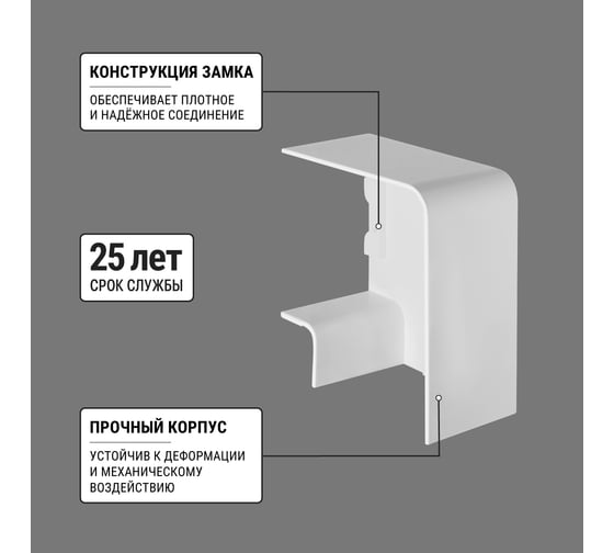 Поворот на 90 гр. TDM ELECTRIC КМП, белый, 60х40 упаковка 36 шт SQ0411-0037