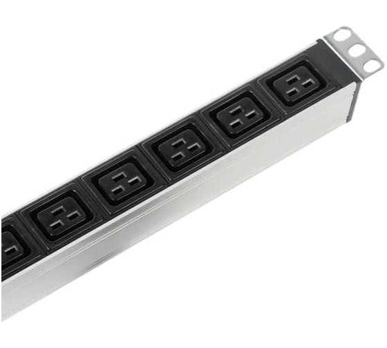 Вертикальный блок розеток с выключателем REM Rem-16 16 IEC 60320 C13, 12 C19, вход C20, 16 A, алюминий, 42...48U R-16-16C13-12C19-V-1820