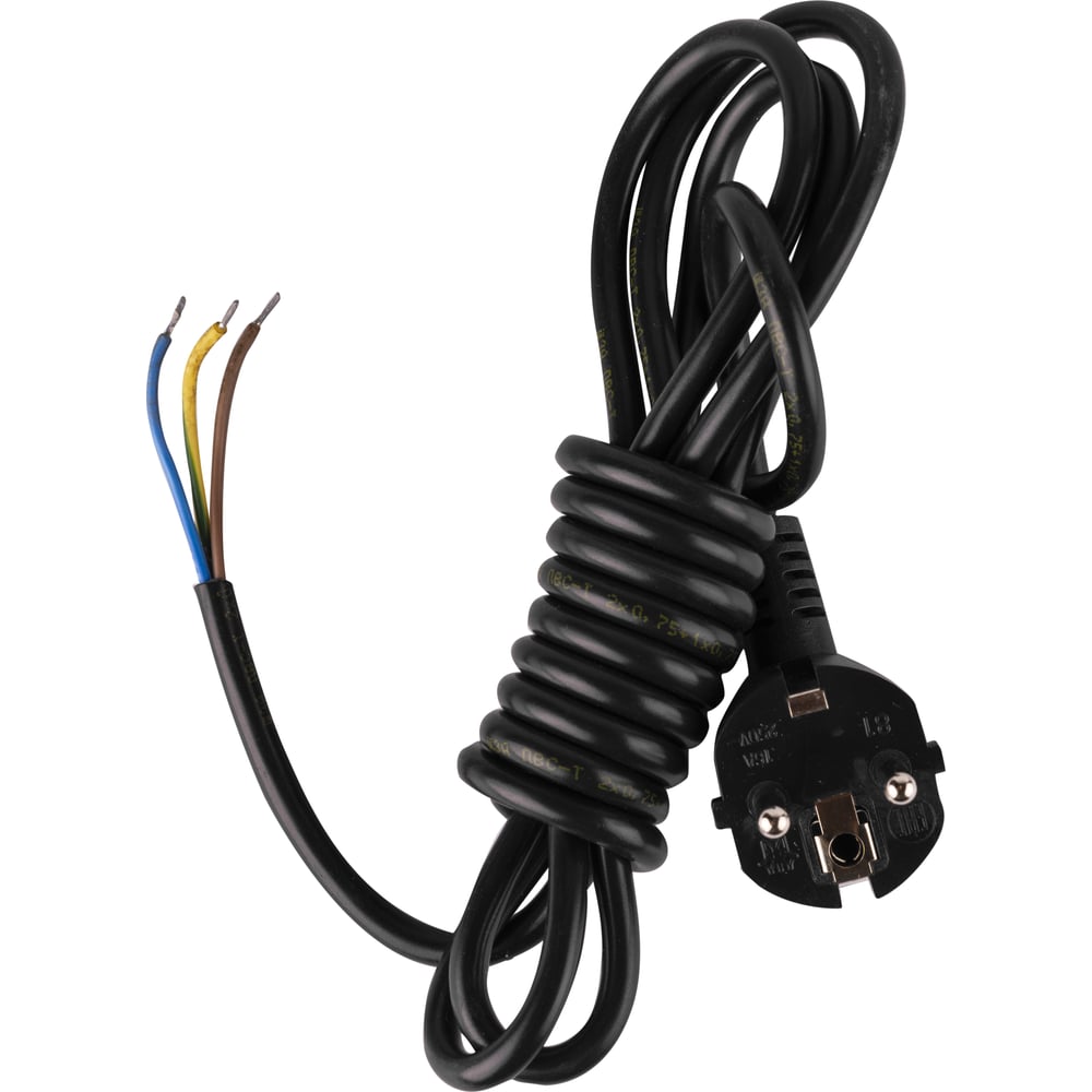 Сетевой шнур СПб УПП-5 с вилкой пвс 3x0,75-81 черный 3,0 м 99927931 ...