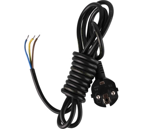 Сетевой шнур с вилкой СПб УПП-5 пвс 3x1,5-81 черный 2,0 м 99928144