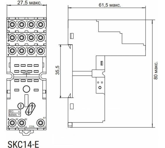 Винтовая (трехуровневая) колодка для реле Shenler RKE 4C SKC14-E