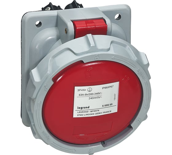 Встроенная розетка Legrand 63А - 3К+Н+З - 380В - IP67 555589