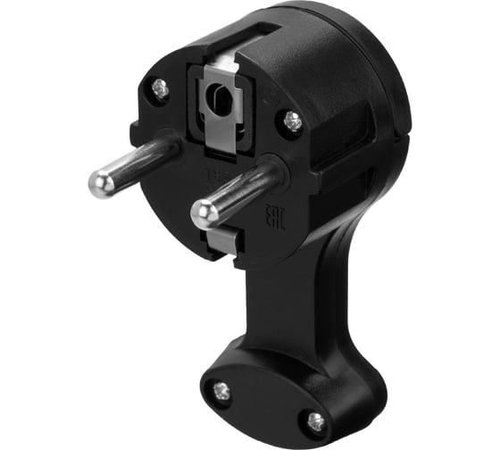 вилка круглая плоская с кольцом черная 16а 250в TDM ELECTRIC SQ1806-0196