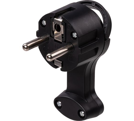 вилка круглая плоская с кольцом черная 16а 250в TDM ELECTRIC SQ1806-0196