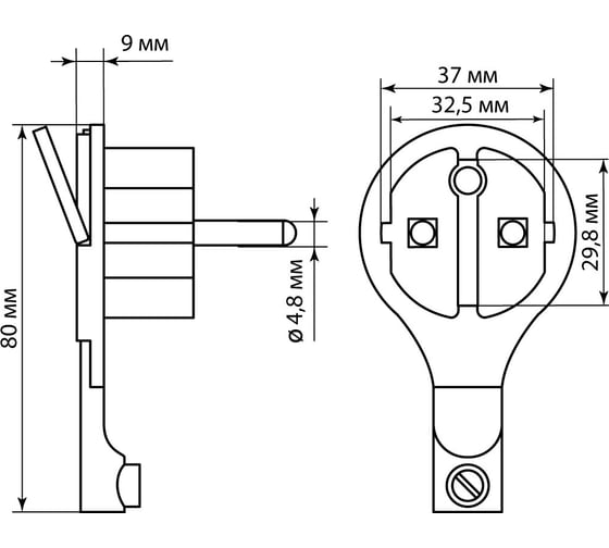 вилка круглая плоская с кольцом черная 16а 250в TDM ELECTRIC SQ1806-0196