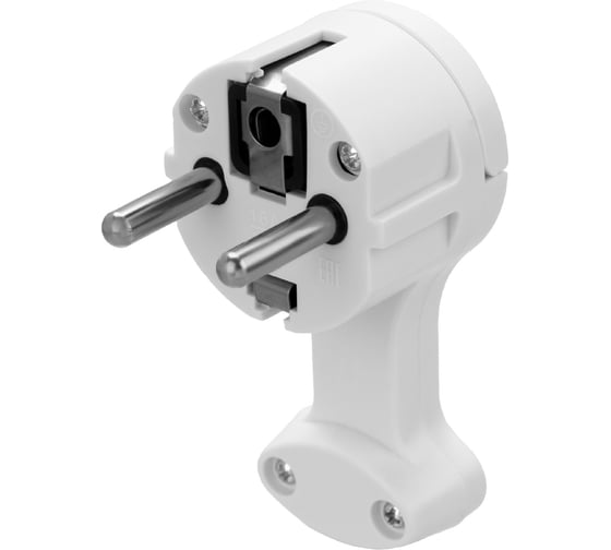 Круглая плоская вилка TDM ELECTRIC с кольцом белая 16а 250в SQ1806-0195
